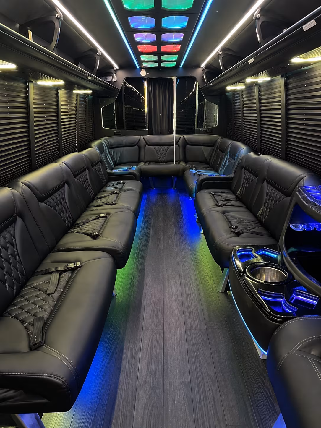 davis 20 passenger party bus interior