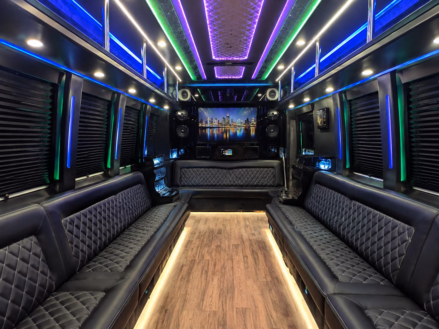 davis 25 passenger party bus interior
