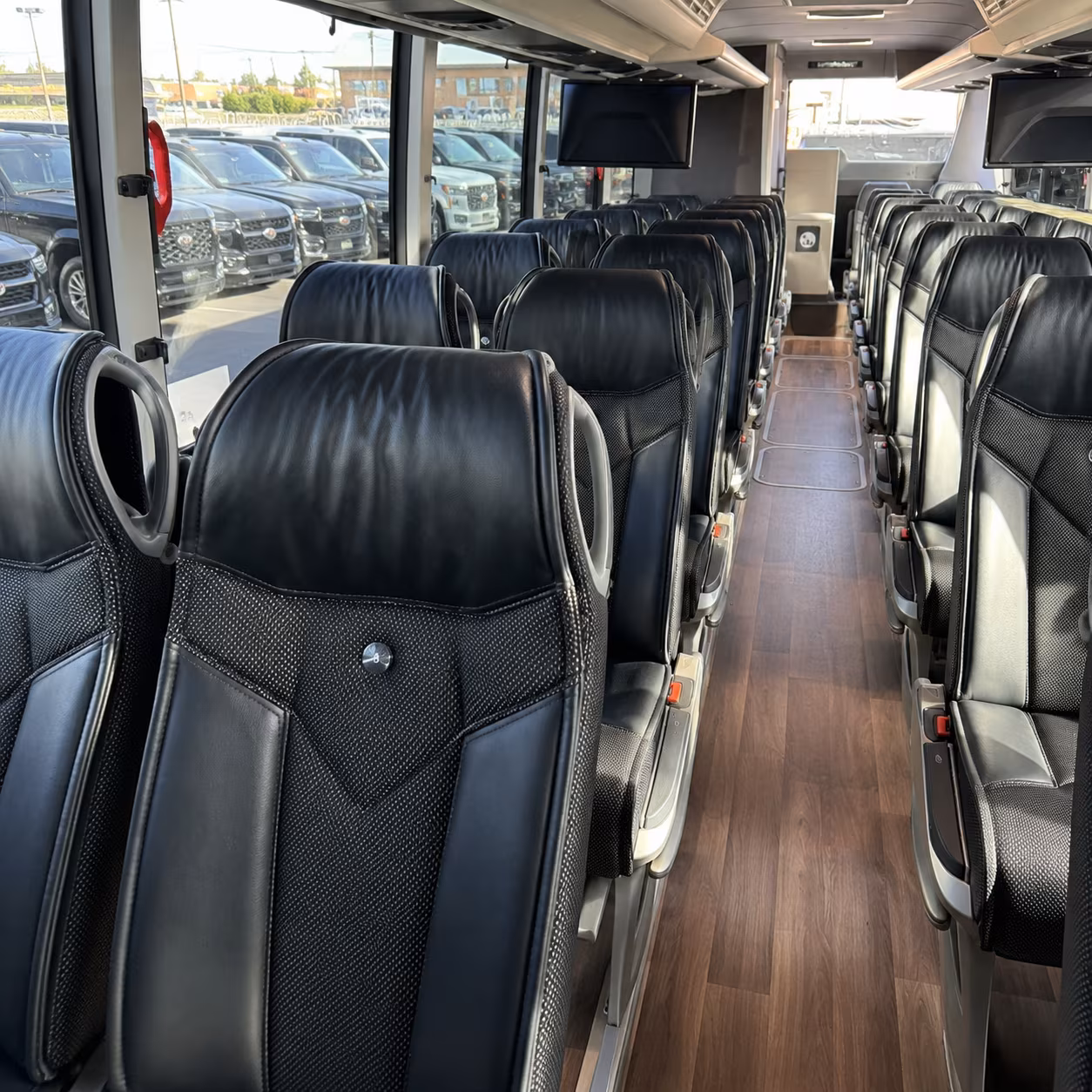 davis 56 passenger charter bus inside